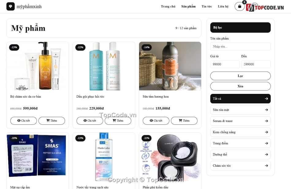 mỹ phẩm,bán mỹ phẩm,Website bán mỹ phẩm